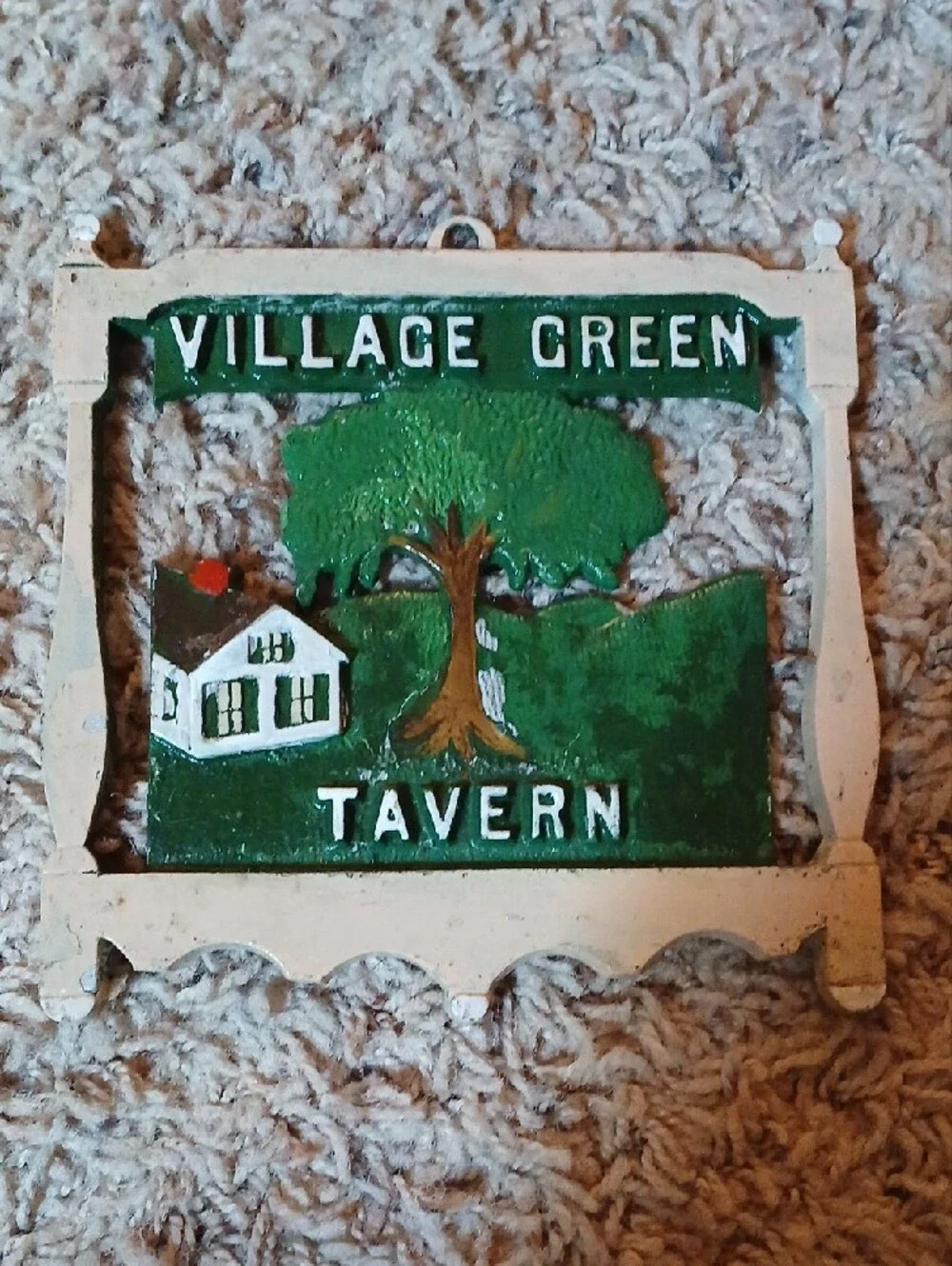 Village Green Tavern Wall Sign - Green and White Home Décor